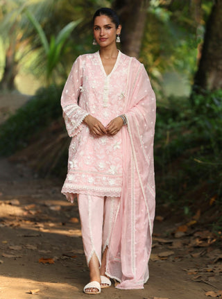 Uma pink embroidered kurta set