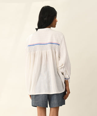Sabinii ivory smocking shirt