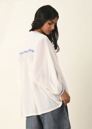 Sabinii ivory smocking shirt