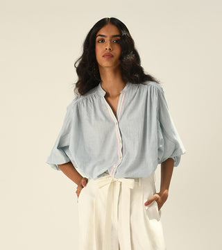 Sabinii powder blue smocking shirt