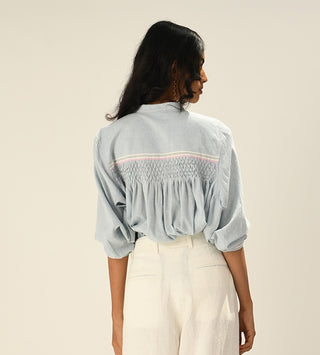Sabinii powder blue smocking shirt