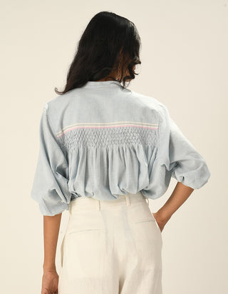 Sabinii powder blue smocking shirt