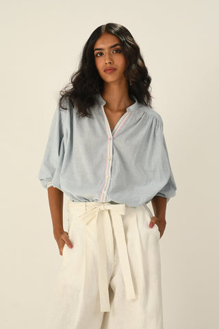 Sabinii powder blue smocking shirt