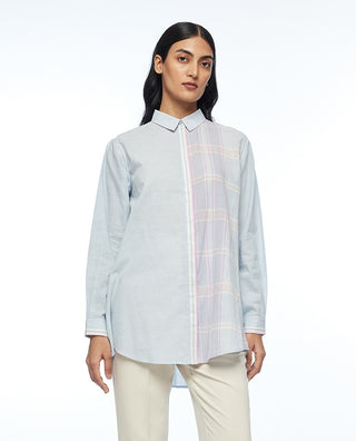 Pouzinii powder blue check shirt