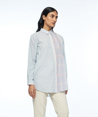 Pouzinii powder blue check shirt