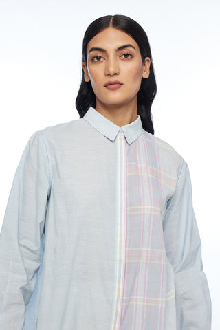 Pouzinii powder blue check shirt