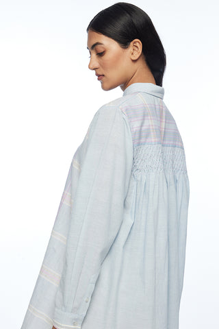 Pouzinii powder blue check shirt