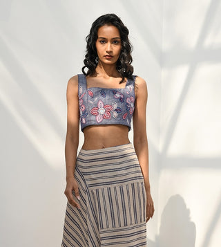 Tragana Blue Embroidered Top by Payal Pratap available on Indiaspopup.com