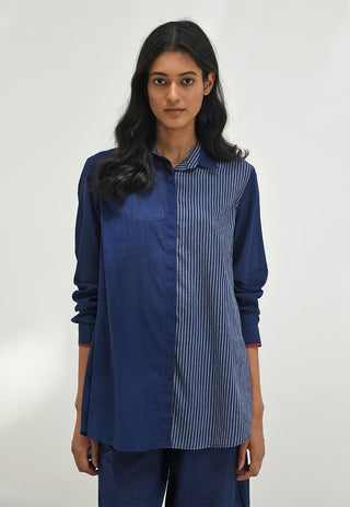Damania Navy Button Down Shirt by Payal Pratap available on Indiaspopup.com
