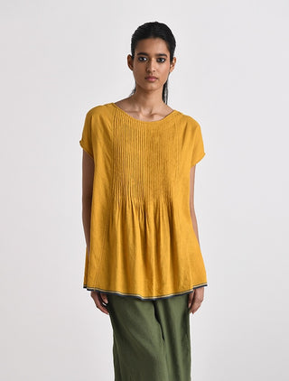 Arbrito Mustard Pleated Top by Payal Pratap available on Indiaspopup.com