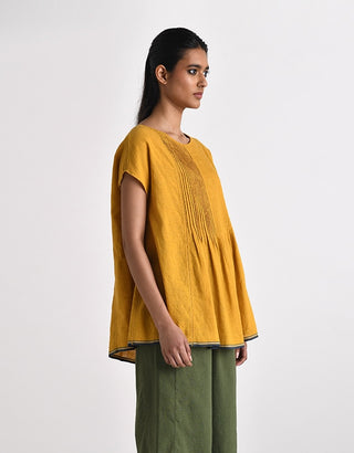 Arbrito Mustard Pleated Top by Payal Pratap available on Indiaspopup.com