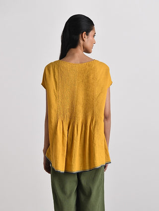 Arbrito Mustard Pleated Top by Payal Pratap available on Indiaspopup.com
