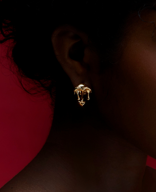 Outhouse Gold Shroom Stud Earrings available on indiaspopup