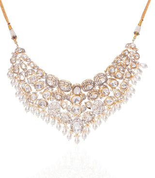 Dhriti white polki necklace set