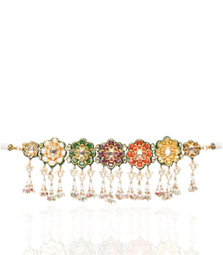 Aawanya navratan navratan choker and earrings