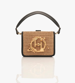 Outhouse Black Jute Furbie Nano Bag available on indiaspopup