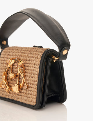 Outhouse Black Jute Furbie Nano Bag available on indiaspopup