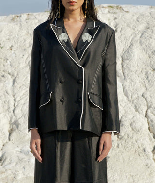 The Loom Art-Black Spade Jacket And Pant Set-INDIASPOPUP.COM