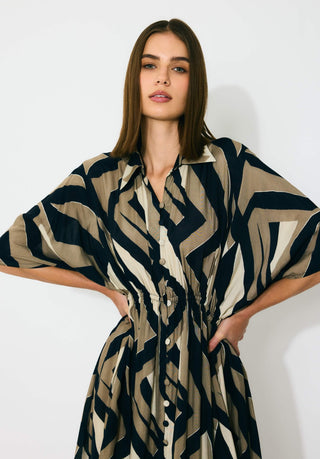 Gold, black and white pattern kaftan dress