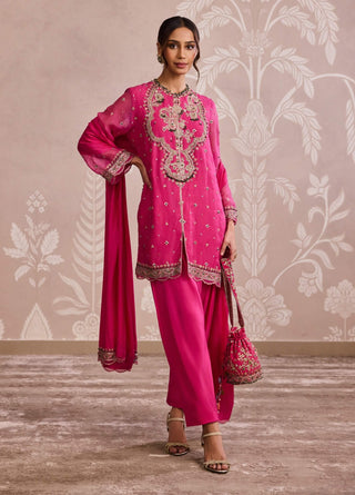 Ridhi Mehra Royal Fuchsia Embroidered Kurta Set available on indiaspopup