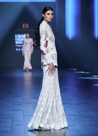 Ethereal ivory floral wreath blazer and pattern sharara