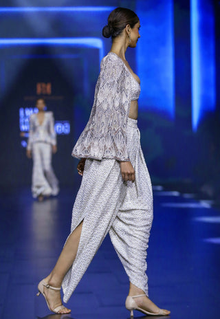 Moonstone ivory blouse, dhoti and jacket