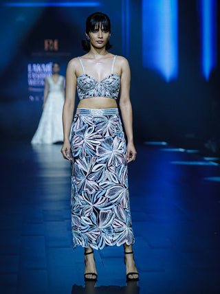 Nebula black pastel midi skirt and corset bustier