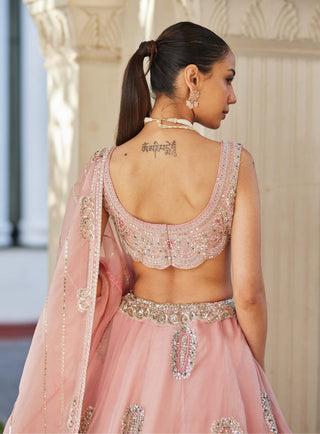 Osaa By Adarsh-Soft Berry Motif Embroidered Lehenga Set-INDIASPOPUP.COM