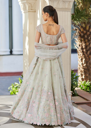 Osaa By Adarsh-Cucumber Green Embroidered Lehenga Set-INDIASPOPUP.COM