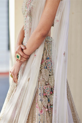 Osaa By Adarsh-Pearl Embroidered Lehenga Set-INDIASPOPUP.COM