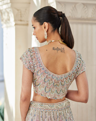 Osaa By Adarsh-Pearl Embroidered Lehenga Set-INDIASPOPUP.COM