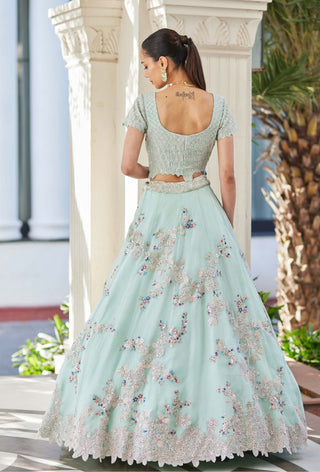 Osaa By Adarsh-Pastel Blue Embroidered Lehenga Set-INDIASPOPUP.COM