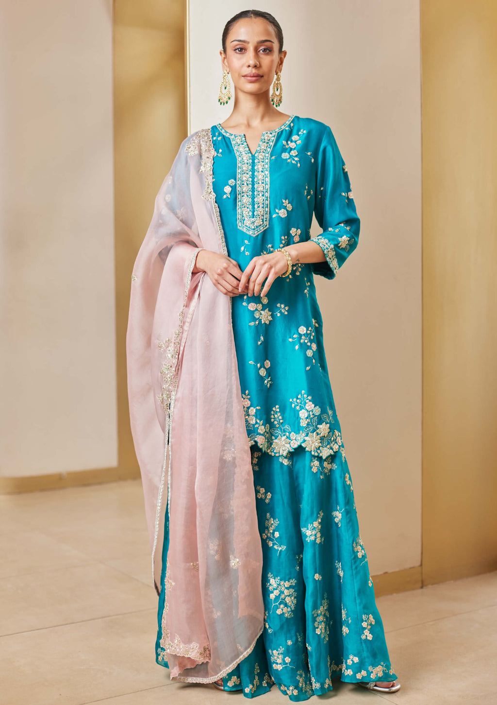Makhmal Pine Kurta with Sharara