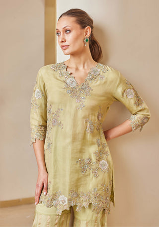 Osaa By Adarsh-Mist Green Sharara Kurta Set-INDIASPOPUP.COM