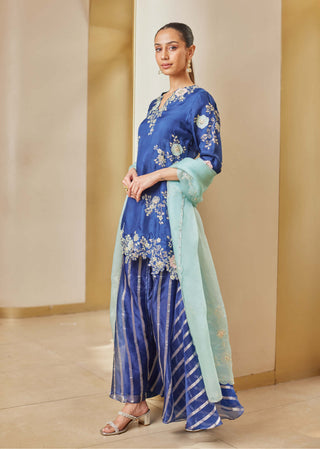 Osaa By Adarsh-Midnight Blue Sharara Kurta Set-INDIASPOPUP.COM