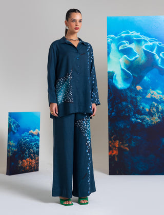 Pearls navy blue shirt and pants