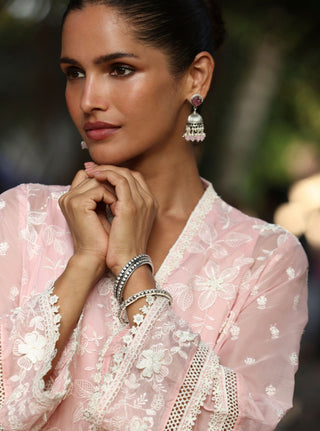 Uma pink embroidered kurta set