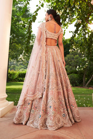 Osaa By Adarsh-Coral Bridal Embroidered Lehenga Set-INDIASPOPUP.COM