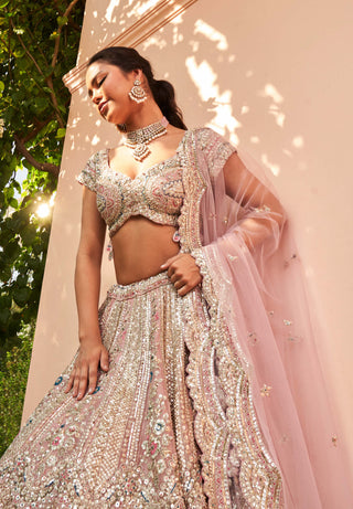 Osaa By Adarsh-Coral Bridal Embroidered Lehenga Set-INDIASPOPUP.COM