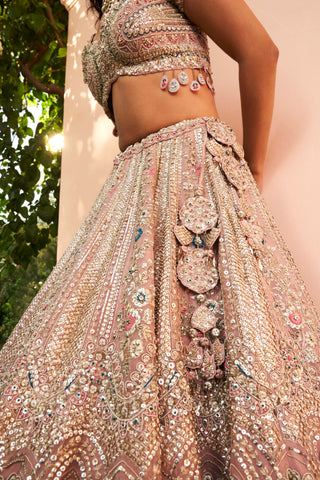 Osaa By Adarsh-Coral Bridal Embroidered Lehenga Set-INDIASPOPUP.COM