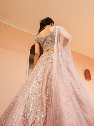 Osaa By Adarsh-Soft Berry Embroidered Lehenga Set-INDIASPOPUP.COM