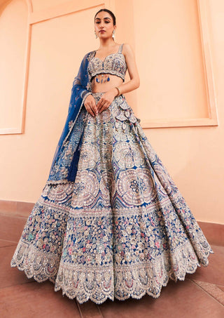 Osaa By Adarsh-Jade Blue Lehenga Set-INDIASPOPUP.COM