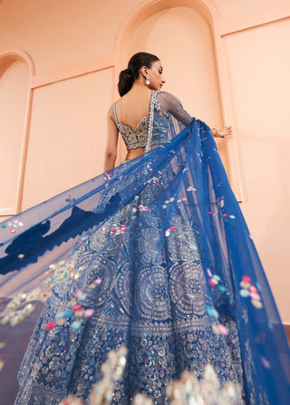 Osaa By Adarsh-Jade Blue Lehenga Set-INDIASPOPUP.COM