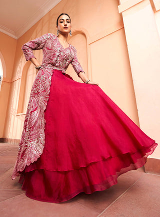 Osaa By Adarsh-Ruby Embroidered Skirt And Jacket Set-INDIASPOPUP.COM