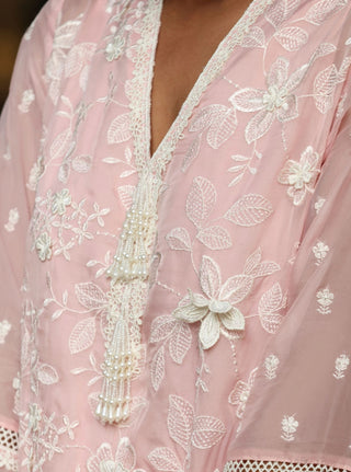 Uma pink embroidered kurta set
