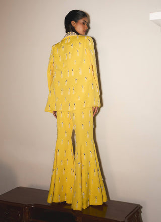 Eloise Pineapple Yellow Jacket And Sharara Set by Mani Bhatia available on Indiaspopup.com