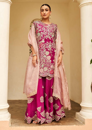 Osaa By Adarsh-Sangria Plum Sharara Set-INDIASPOPUP.COM