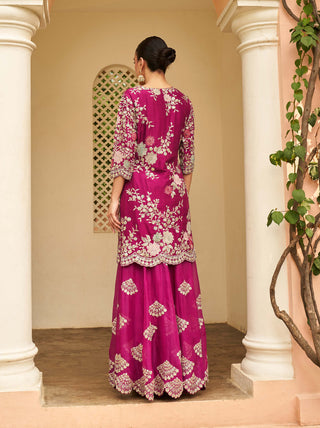 Osaa By Adarsh-Sangria Plum Sharara Set-INDIASPOPUP.COM