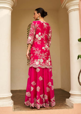 Osaa By Adarsh-Scarlet Floral Sharara Set-INDIASPOPUP.COM