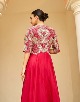 Osaa By Adarsh-Ruby Embroidered Gown And Jacket-INDIASPOPUP.COM